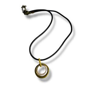 Lia Sophia Modern Circles Tuscany Necklace Antiqued Pendant Corded 16-18.5"